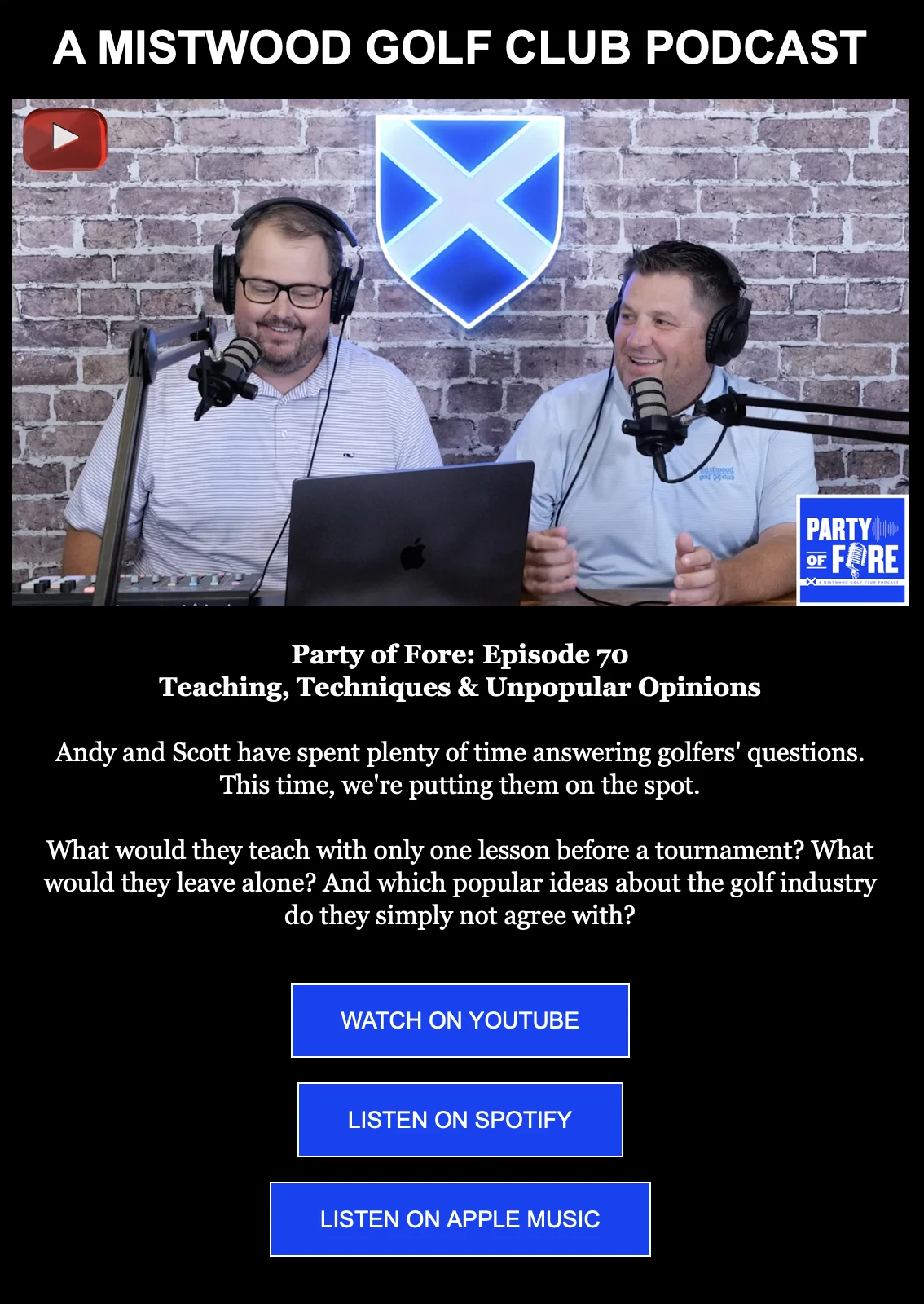 Mistwood Golf Club Party of Fore podcast content
