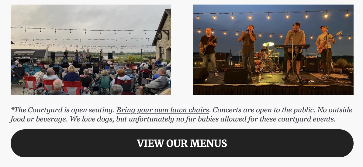 McWethy's Tavern Summer Concert email with courtyard and live music photography