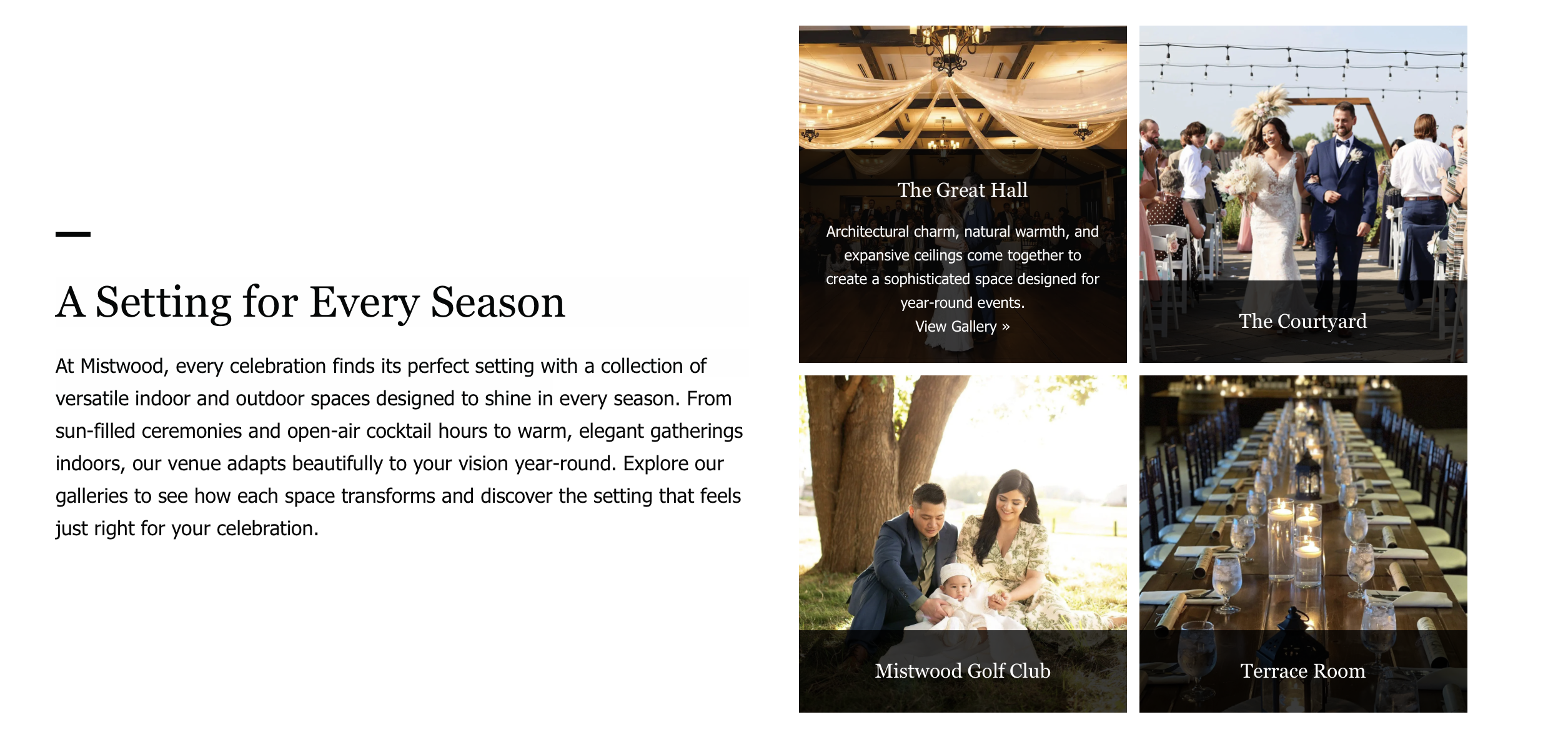 JBM Hospitality — The Great Hall at Mistwood