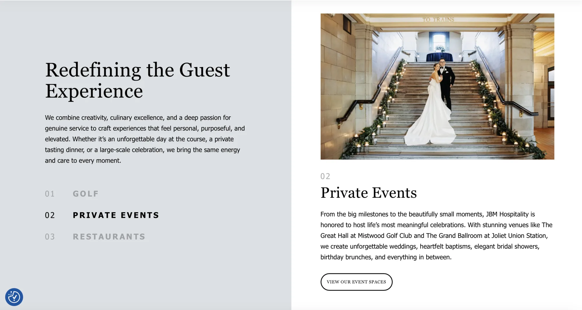 JBM Hospitality guest experience alternate website view