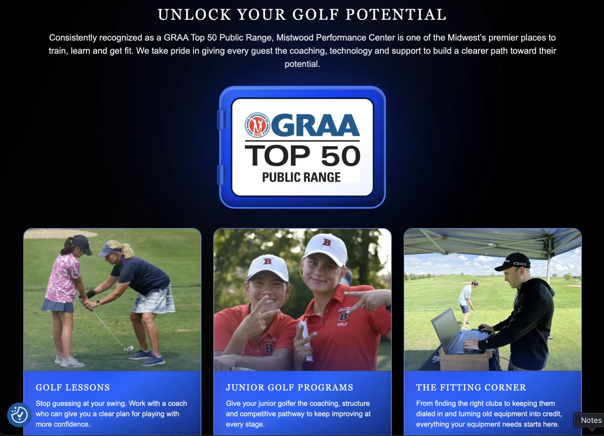 MPC Golf website — after redesign